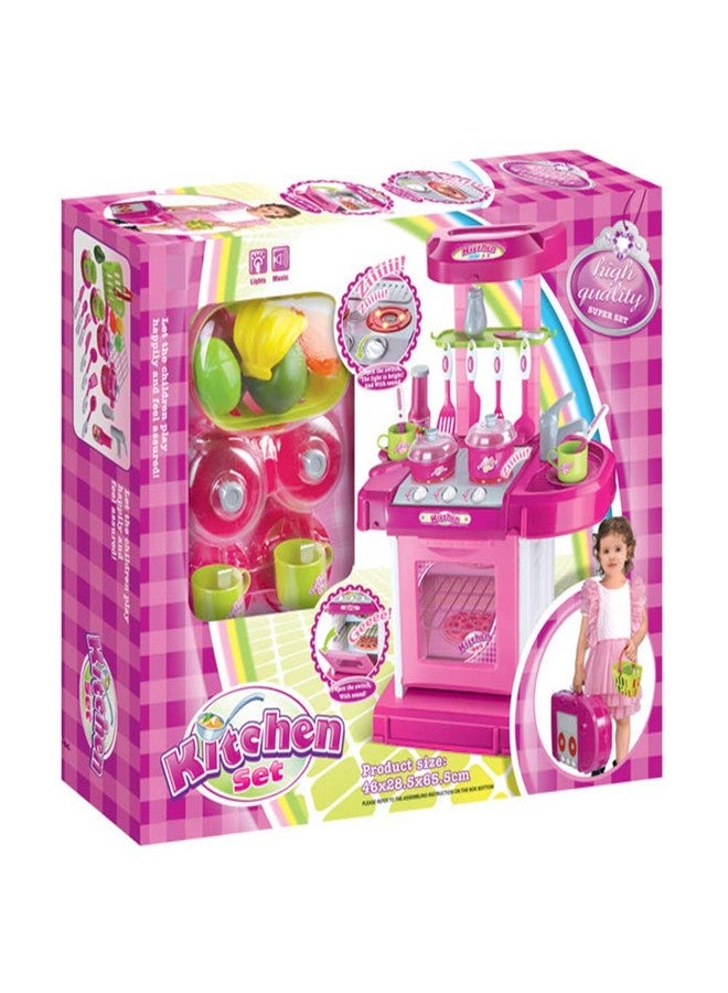 Goodmarts Kitchen-008 Play Set with Realistic Lights and Sounds, Play Sink with Running Water for Kids 58 Pcs (Pink) (GM-KTS-39) - Image 1